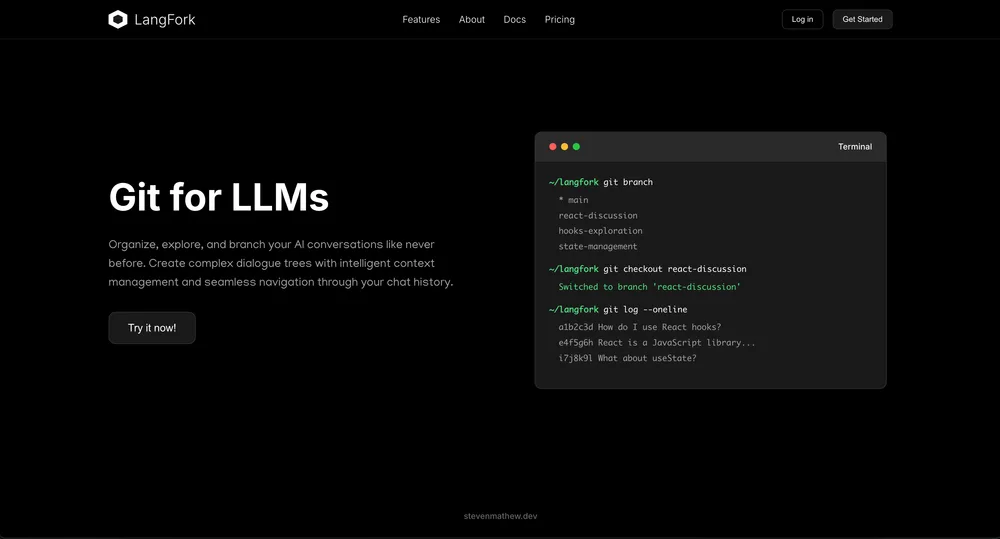 LangFork — Git for LLMs screenshot